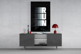 Run Motion Blur Typography Glass Wall Art