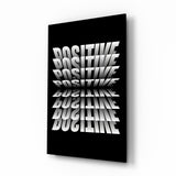 Positive Mirrored Repeat Typography Glass Wall Art - 72x46 cm