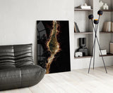 Golden Rift Lightning Nebula Glass Wall Art