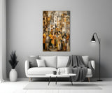 Cubist Old Town Street Ochre Glass Wall Art