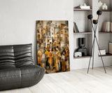 Cubist Old Town Street Ochre Glass Wall Art