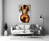 Cello Body Woman Surreal Glass Wall Art