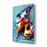 Tableau en verre Dancer and Guitar Splash Painting - 72x46 cm