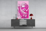 Cherub in Heart Sunglasses Pink Pop Art Glass Wall Art