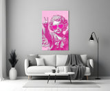 Cherub in Heart Sunglasses Pink Pop Art Glass Wall Art