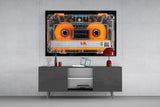 Orange Cassette Tape Macro Glass Wall Art