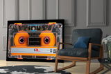 Orange Cassette Tape Macro Glass Wall Art