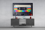 Rainbow Swirl Cassette Side A Glass Wall Art