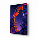 Glowing Lava Arch Surreal Landscape Glass Wall Art