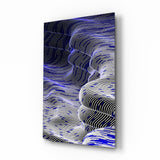 Glasbild Indigo Line Waves Op Art - 72x46 cm