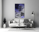 Indigo Line Waves Op Art Glass Wall Art