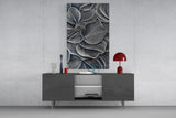 Silver Petal Layers Monochrome Glass Wall Art