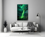 Glowing Emerald Sword Fantasy Glass Wall Art