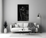 Cosmic Knight Silhouette Monochrome Glass Wall Art