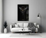 Fallen Angel with Golden Halo Dark Glass Wall Art