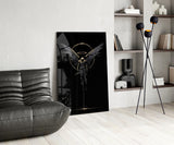 Fallen Angel with Golden Halo Dark Glass Wall Art