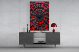 Black Spider Web on Red Gothic Glass Wall Art