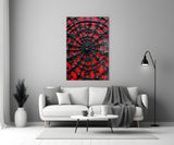 Black Spider Web on Red Gothic Glass Wall Art