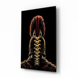 Spartan Helmet Spine Crest Dark Glass Wall Art - 72x46 cm