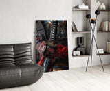 Samurai Katana Hilt and Armour Detail Glass Wall Art