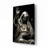 Glasbild Silver Masked Oracle with Book Dark - 72x46 cm