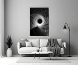 Lone Figure Before the Black Hole Glass Wall Art