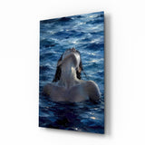 Woman Rising from the Sea Impasto Glass Wall Art - 72x46 cm