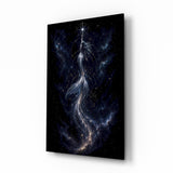 Celestial Mermaid Reaching for a Star Glass Wall Art