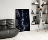 Celestial Mermaid Reaching for a Star Glass Wall Art