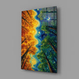 Autumn and Night Forest Swirl Post-Impressionist Glass Wall Art