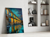 Roman Aqueduct at Dusk Impressionist Glass Wall Art