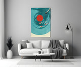 Vinyl Record Koi Pond Surreal Glass Wall Art