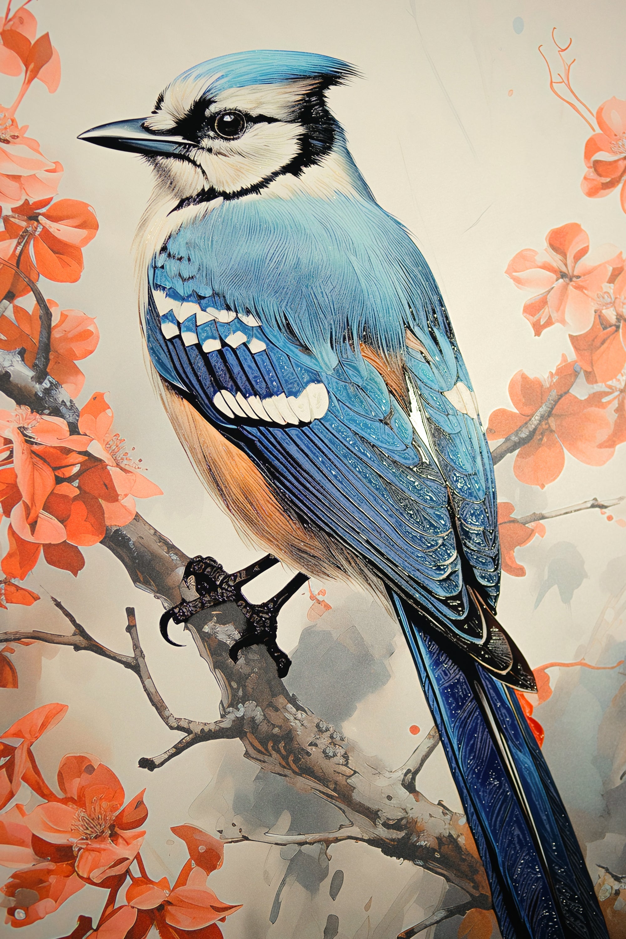 Sapphire Songbird — Haptic 3D Embossed + High-Gloss Lacquer Print