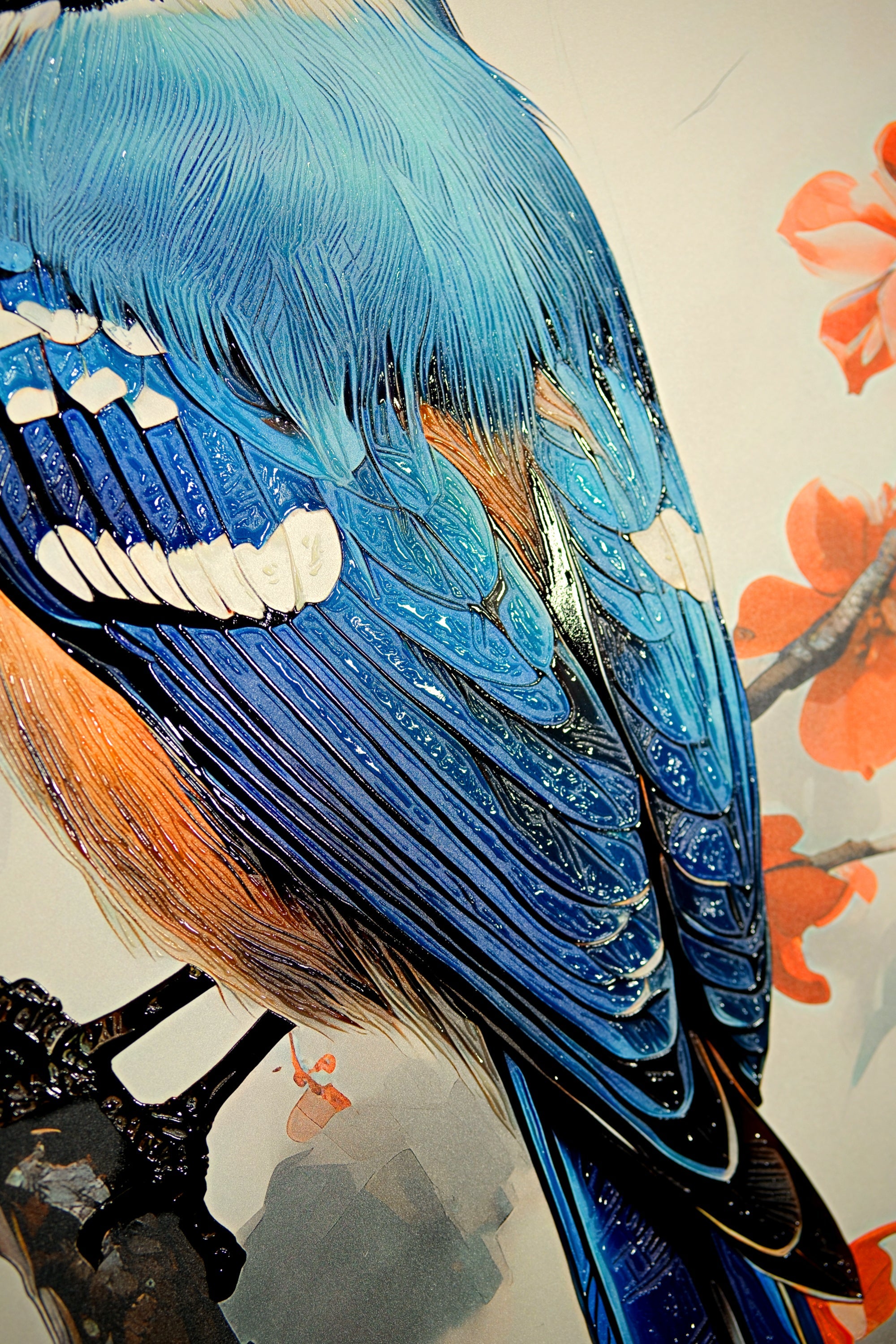 Sapphire Songbird — Haptic 3D Embossed + High-Gloss Lacquer Print