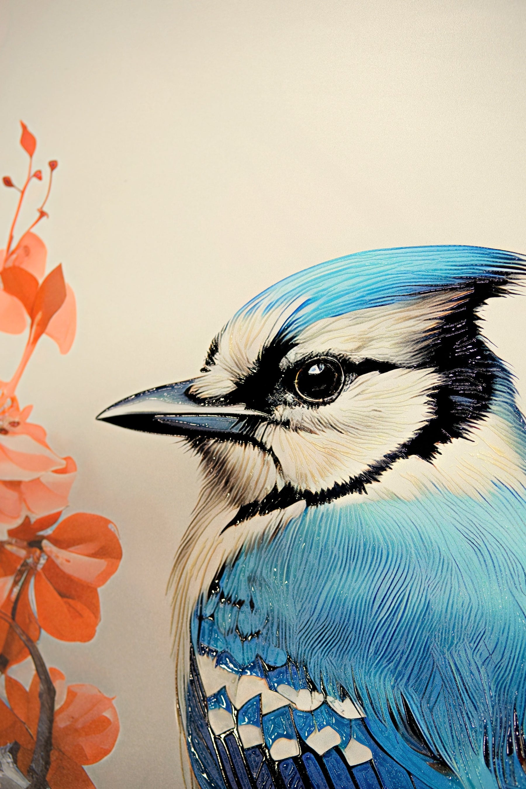 Sapphire Songbird — Haptic 3D Embossed + High-Gloss Lacquer Print