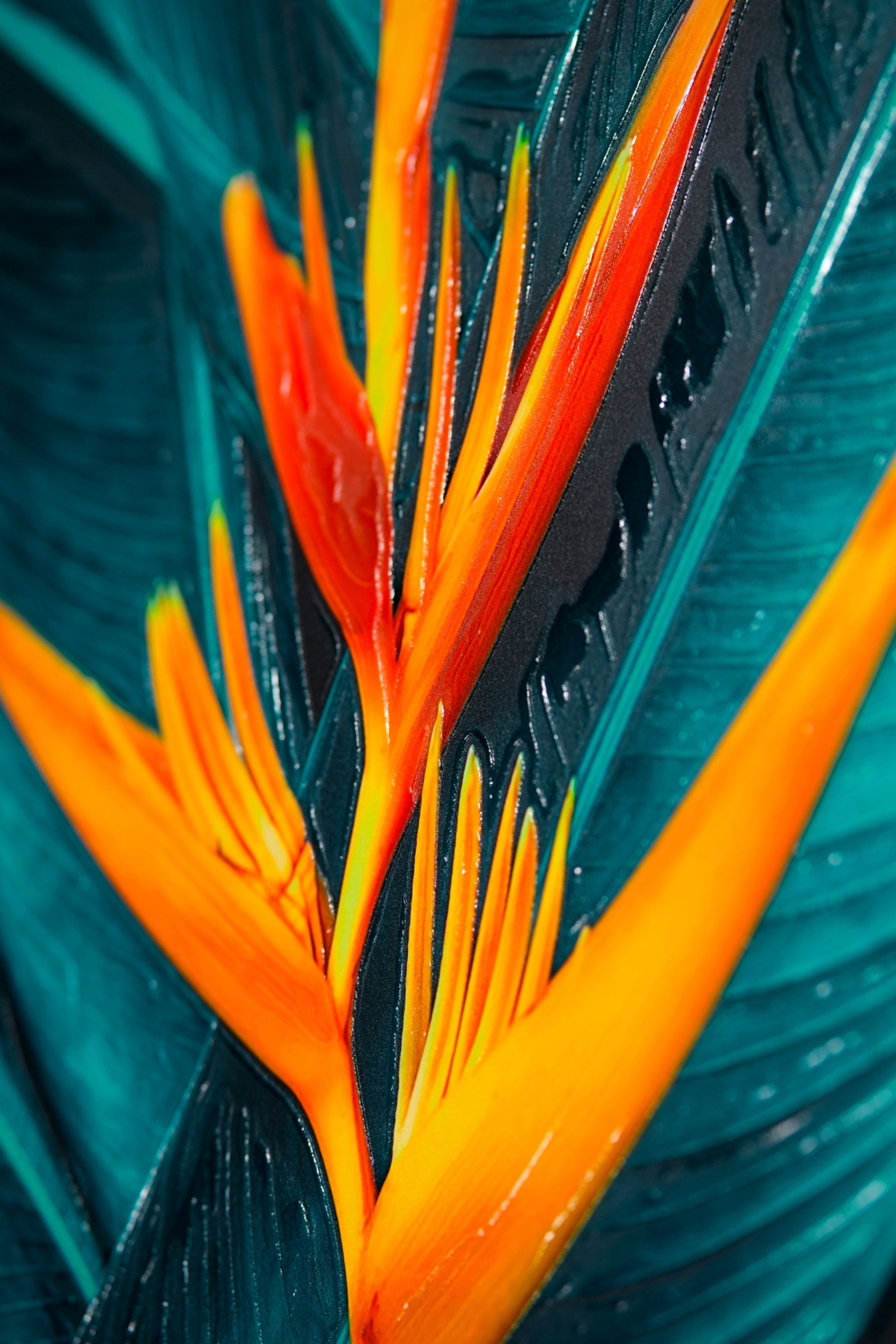 Teal Canopy Flame — Haptic 3D Embossed + Gloss Lacquer Print