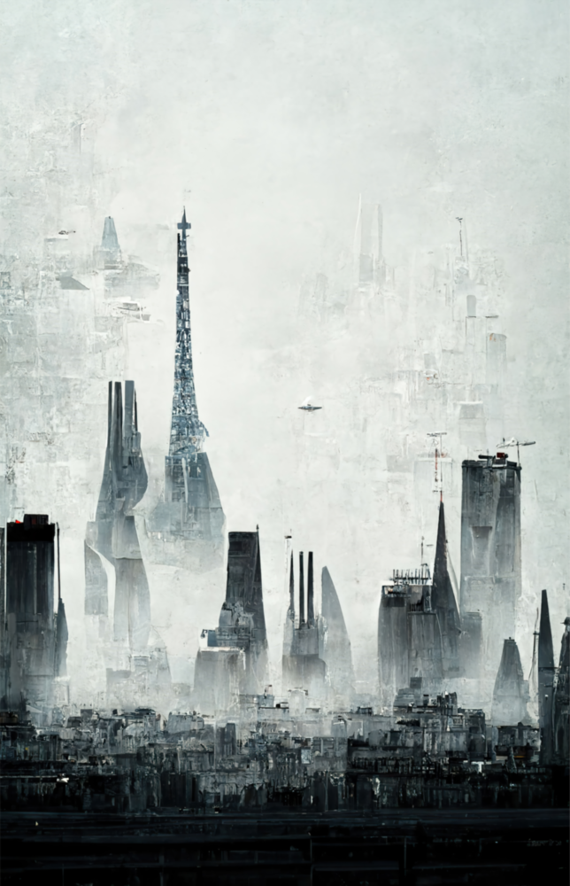 Silhouette de la vieille ville Impression sur verre