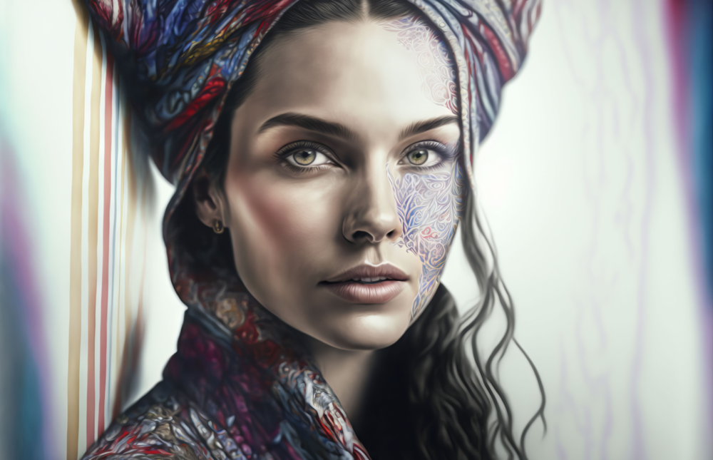 Arte de pared de vidrio de Chica con un tatuaje