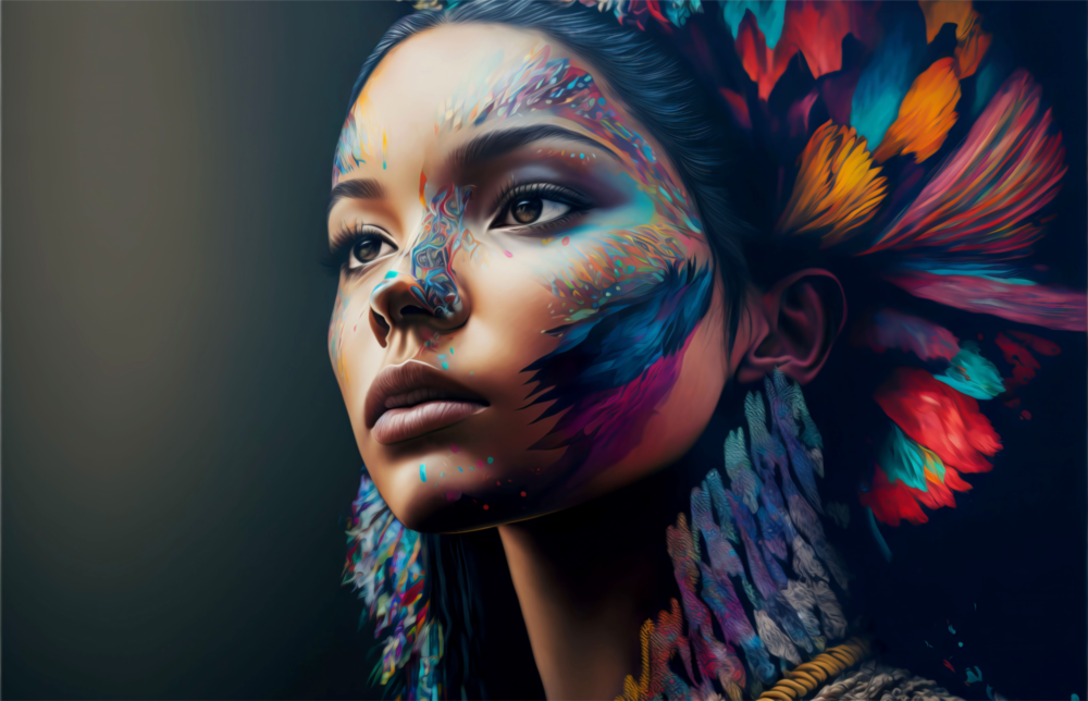 Arte della parete di vetro Ragazza con un tatuaggio