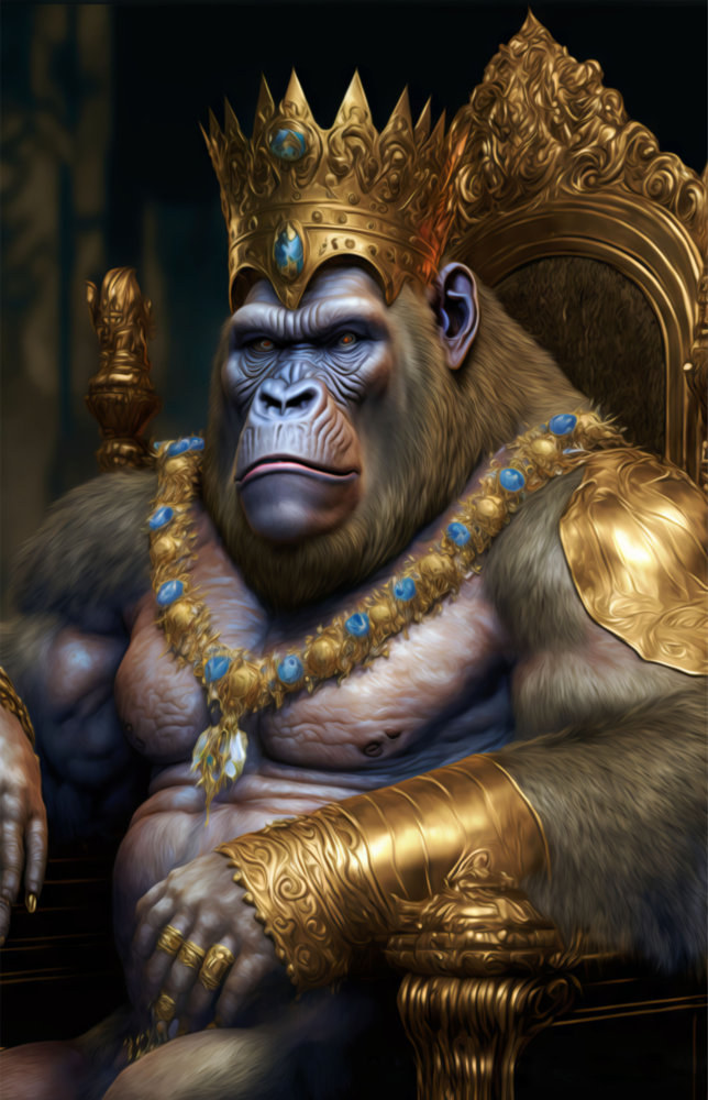 Arte della parete di vetro Ape King in trono