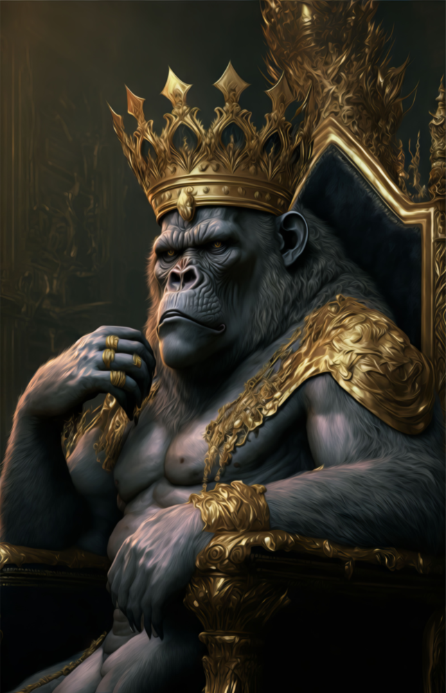 Ape King in Throne Glass Wall Art  || Designer Collection