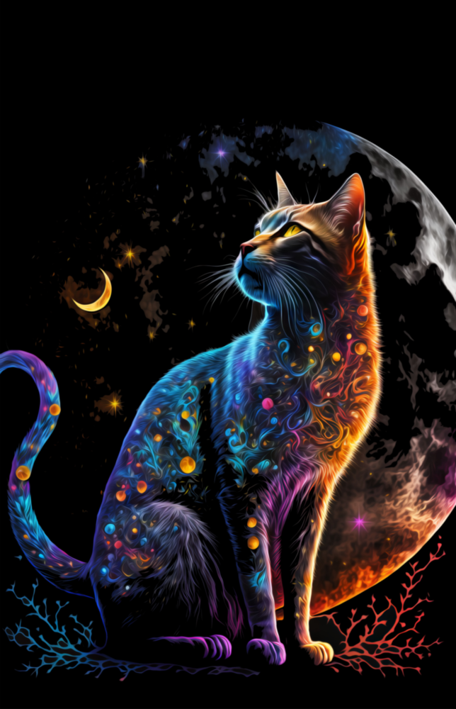 Arte de pared de vidrio de Gato de luna