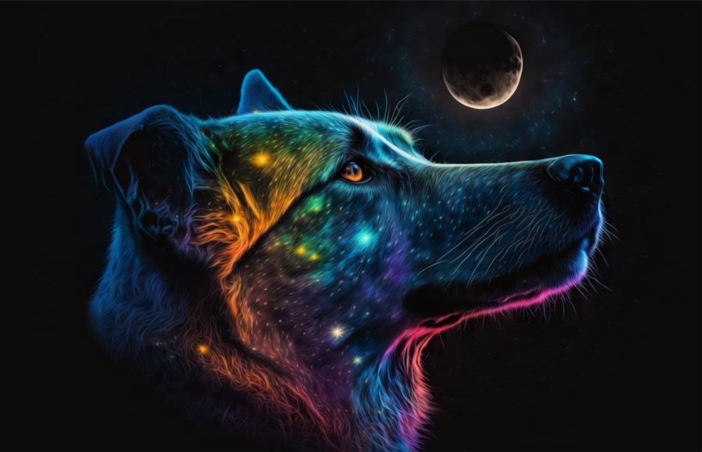 Arte de pared de vidrio de Perro espacial