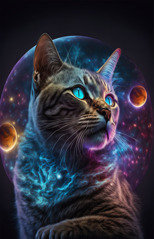 Arte de pared de vidrio de Gato de luna