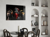 3 Wise Monkey Glass Wall Art  || Designer Collection | Insigne Art Design.