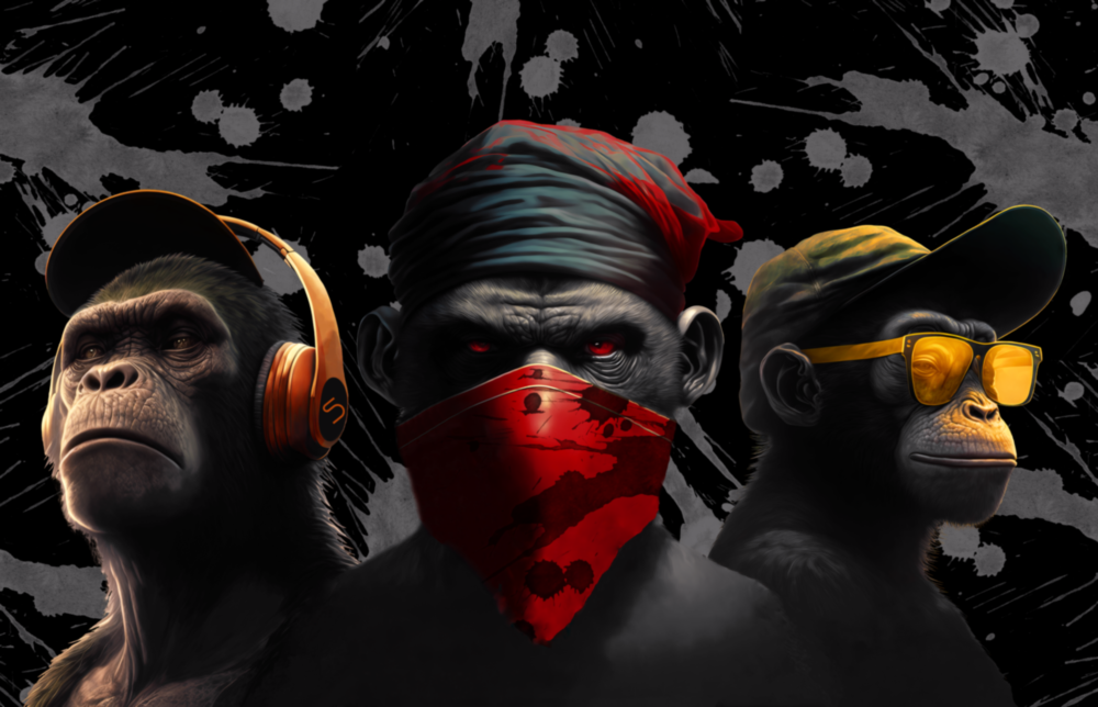 3 Wise Monkeys Glass Wall Art  || Designer Collection