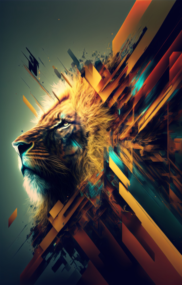 Arte de pared de vidrio de Rey Leon