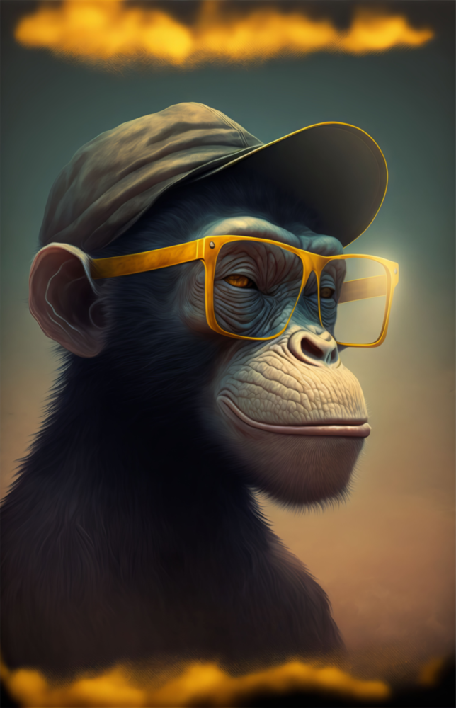 Arte de pared de vidrio de Mono sabio