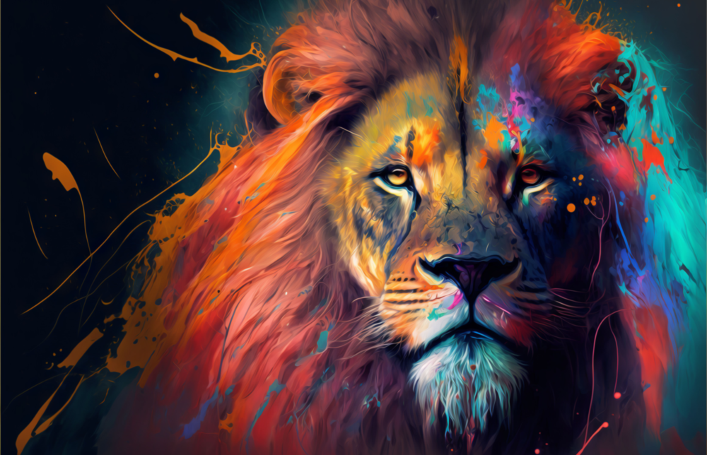 Arte de pared de vidrio de Nobleza del león