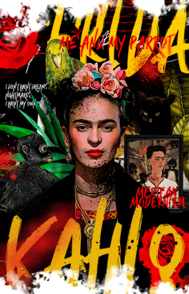 Arte de pared de vidrio de Frida Kahlo || Collezione designer